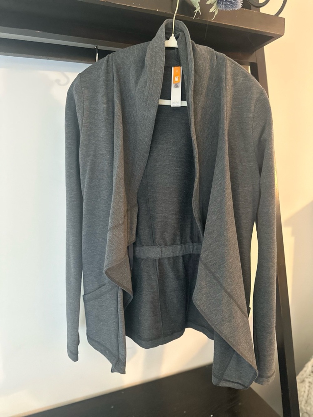 Lucy Gray Open-Front Athletic Leisure Drape Cardigan